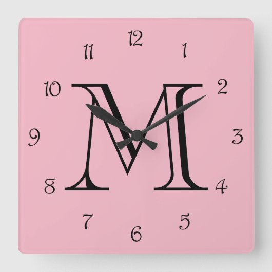 Horloge Carrée Mongram Black Script Numbers (Recto)