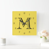 Horloge Carrée Mongram Black Script Numbers (Maison)
