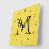 Horloge Carrée Mongram Black Script Numbers (Angle)