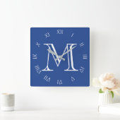 Horloge Carrée Mongram White Script (Maison)