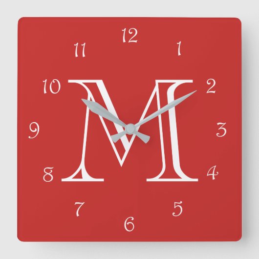 Horloge Carrée Mongram White Script Numbers (Recto)
