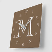 Horloge Carrée Mongram White Script Numbers (Angle)