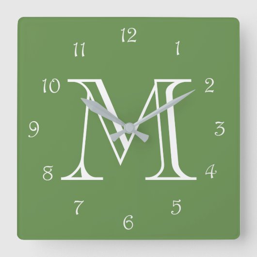 Horloge Carrée Mongram White Script Numbers (Recto)