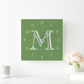 Horloge Carrée Mongram White Script Numbers (Maison)