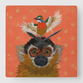 HORLOGE CARRÉE MONKEY & OISEAU (Recto)
