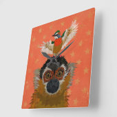 HORLOGE CARRÉE MONKEY & OISEAU (Angle)