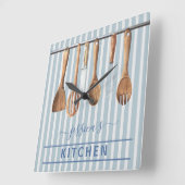 Horloge Carrée Monogram Cook Kitchen Watercolor Utensils (Angle)