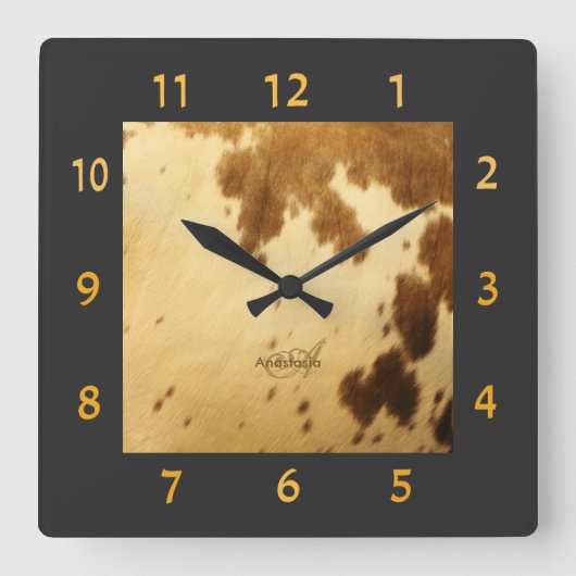 Horloge Carrée Monogram Rustic Chic Brown Beige Cowhide Fur Print (Recto)