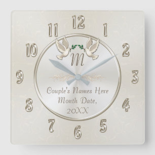 Horloge Carrée Monogram Wedding