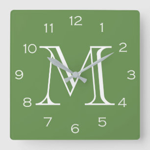 Horloge Carrée Monogram White Numbers