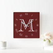 Horloge Carrée Monogram White Script Roman Numbers (Maison)