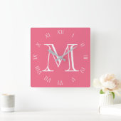 Horloge Carrée Monogram White Script Roman Numbers (Maison)