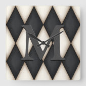 Horloge Carrée Monograme de Black & White Harlequin (Recto)