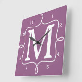 Horloge Carrée Monograme de Chic Purple (Angle)