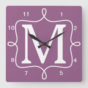 Horloge Carrée Monograme de Chic Purple