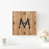 Horloge Carrée monograme de Rustic Barnwood Farmhouse (Maison)