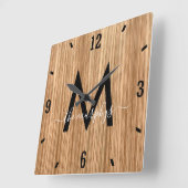 Horloge Carrée monograme de Rustic Barnwood Farmhouse (Angle)