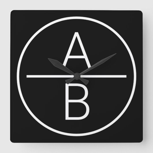 Horloge Carrée Monogramme à deux initiales moderne (Recto)