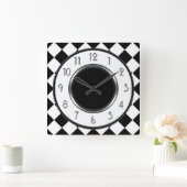 Horloge Carrée Monogramme de diamants classiques - Blanc noir (Maison)