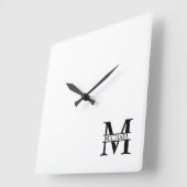 Horloge Carrée Monogramme et nom personnalisés (Angle)