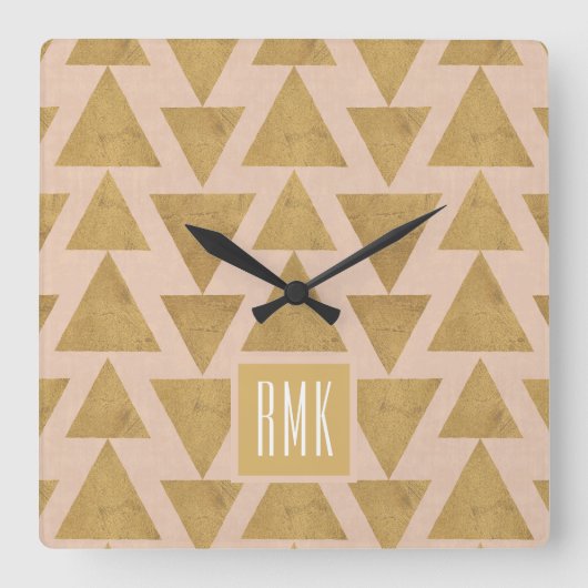 Horloge Carrée Monogramme | Geo Step extérieur | Géométrie or et  (Recto)