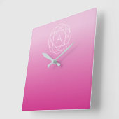Horloge Carrée Monogramme géométrique semblable à une fleur | Omb (Angle)
