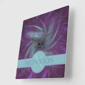 Horloge Carrée Monogramme nouvellement marié Nom personnalisé Spi (Angle)