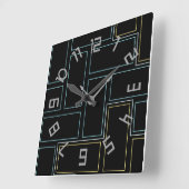 Horloge Carrée Monogramme Numéros rustiques (Angle)