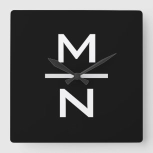 Horloge Carrée monogramme personnalisé