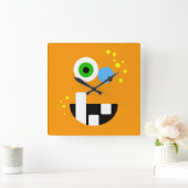 Horloge Carrée Monster de l'Unique Funny Crazy Oragne (Maison)