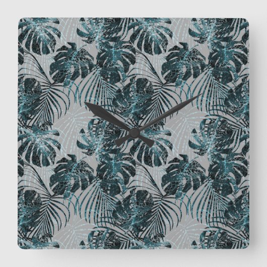 Horloge Carrée Monstera Palm Leo Impression Animale Glam 2 (Recto)