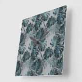 Horloge Carrée Monstera Palm Leo Impression Animale Glam 2 (Angle)