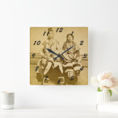 Horloge Carrée Mont Dakota Territoire Crow Warrior and Bride (Maison)