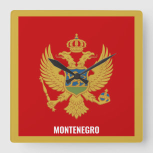 Horloge Carrée Monténégro Drapeau éblouissant patriotique