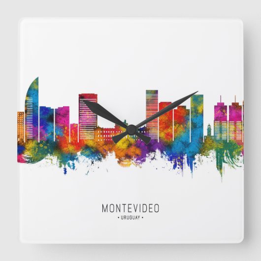 Horloge Carrée Montevideo Uruguay Skyline (Recto)