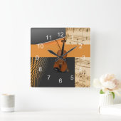 Horloge Carrée Montre à design de violon abstrait (Maison)