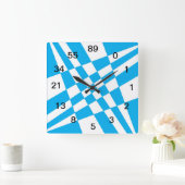 Horloge Carrée Montre Fibonacci avec des nombres (Maison)