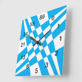 Horloge Carrée Montre Fibonacci avec des nombres (Angle)