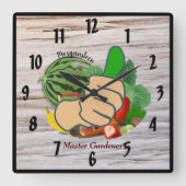 Horloge Carrée Montrez-moi le pouce Maître Gardener personnalisé (Recto)