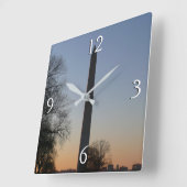 Horloge Carrée Monument de Washington au coucher du soleil (Angle)
