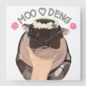 Horloge Carrée Moo Deng Hippo from Thailand (Recto)