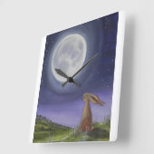 Horloge Carrée Moon Gazing Hare (Angle)