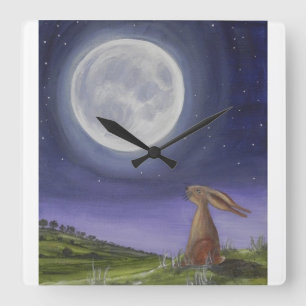 Horloge Carrée Moon Gazing Hare