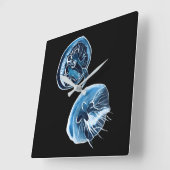 Horloge Carrée MoonJellyfish aquarelle art (Angle)