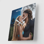 Horloge Carrée Moonlight Couple – Romantic Digital Art (Angle)