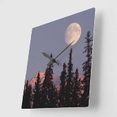 Horloge Carrée Moonrise Early Winter | Anchorage, Alaska (Angle)