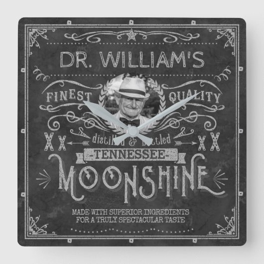 Horloge Carrée Moonshine Vintage Hillbilly (Recto)