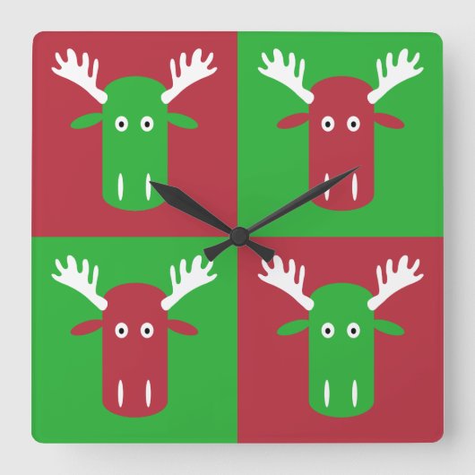 Horloge Carrée Moose Head Pop Art wall clock (Recto)