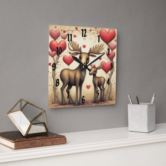 Horloge Carrée Moose Love 2 (Bureau)