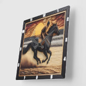 Horloge Carrée Morgan Sand Race : Bois brûlé (Angle)